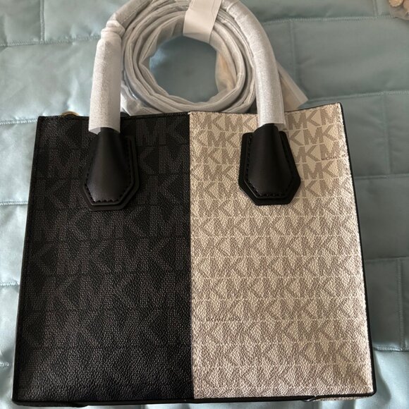 Michael Kors Mercer Medium Women Satchel Messenger Crossbody Bag - Black Multi - Picture 6 of 7